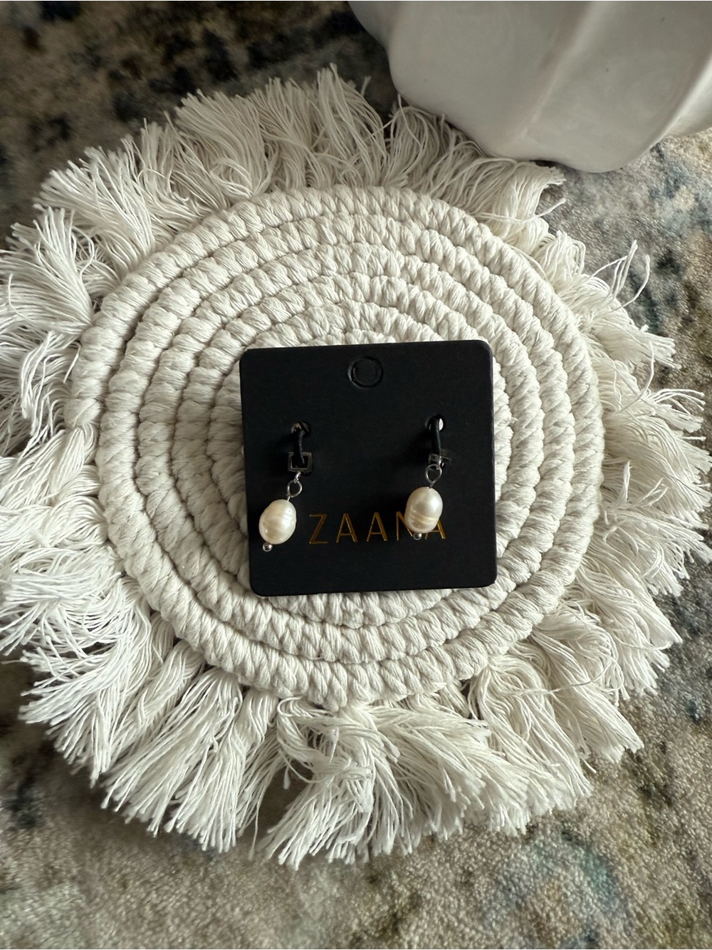 Zaana Mini Pearl Charm Earrings — Silver